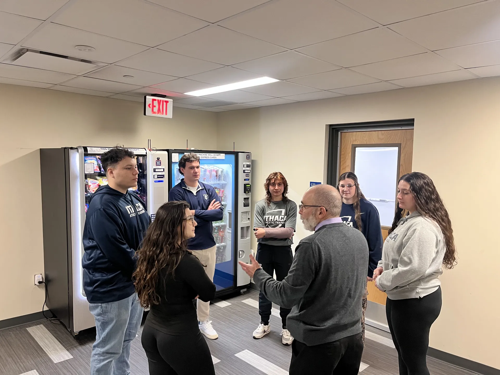 Michael instrusts students for gorup exercise