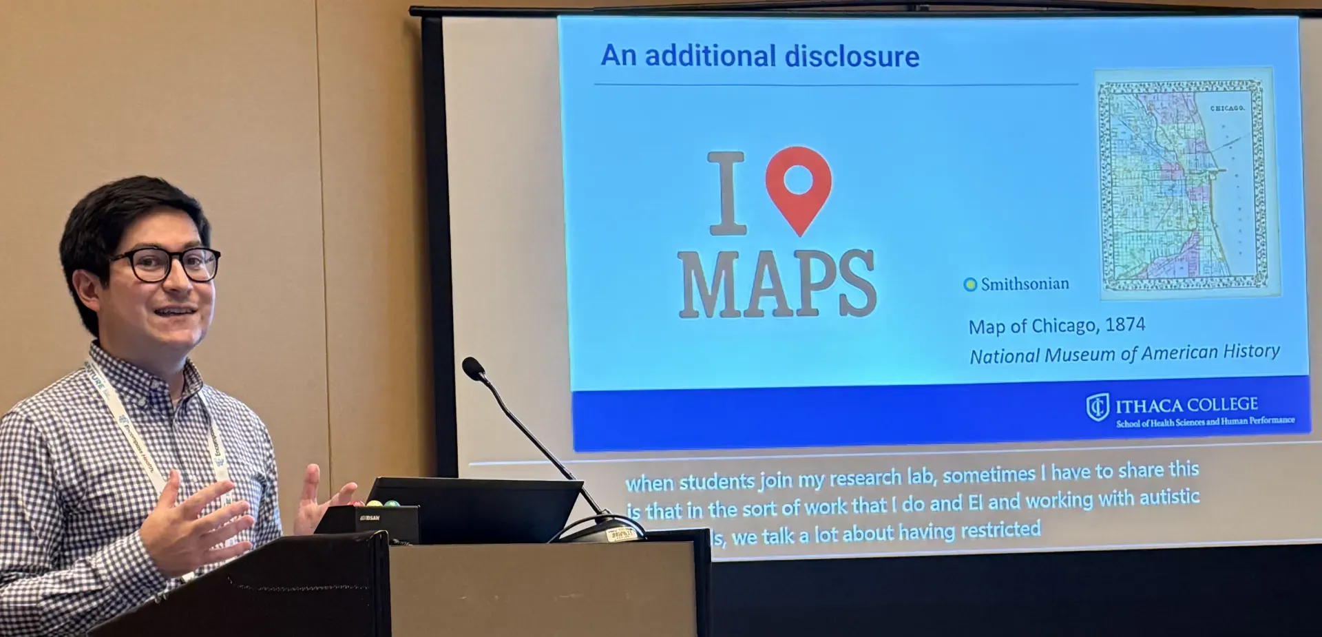 Dr. Matt Zellner, Assistant Professor, presenting his research at ASHA 2025 in Washington, D.C.