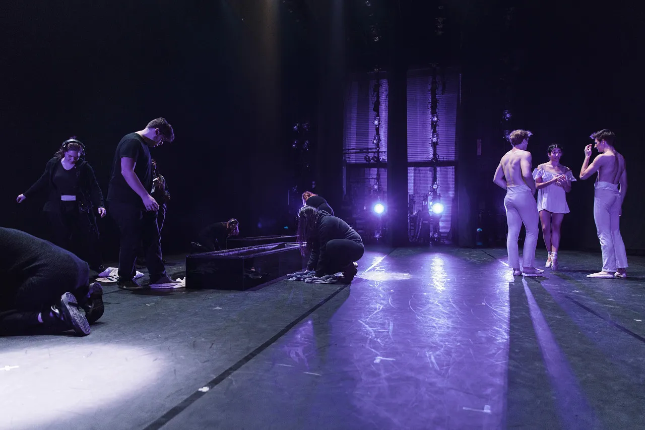 students at a rehearsal