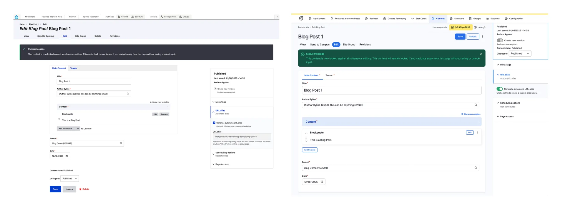 demo of the editing display, and differences to the old version
