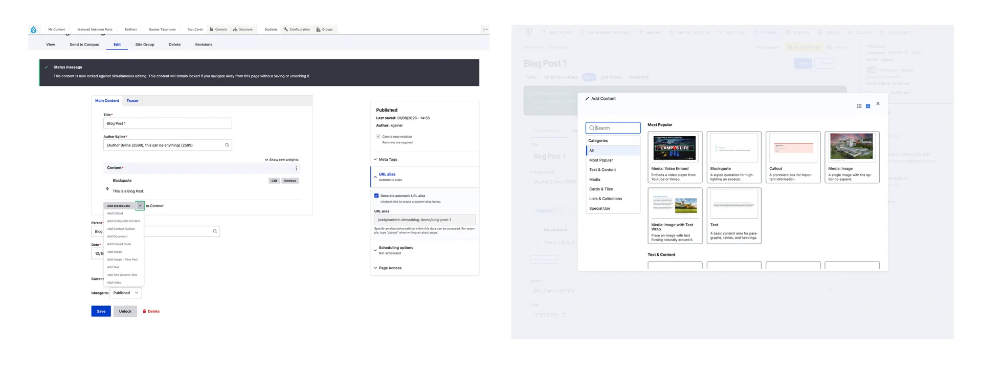 Example of the Paragraph / Component Picker