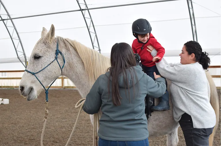 Children can learn via hippotherapy at Ithaca Therapy Works