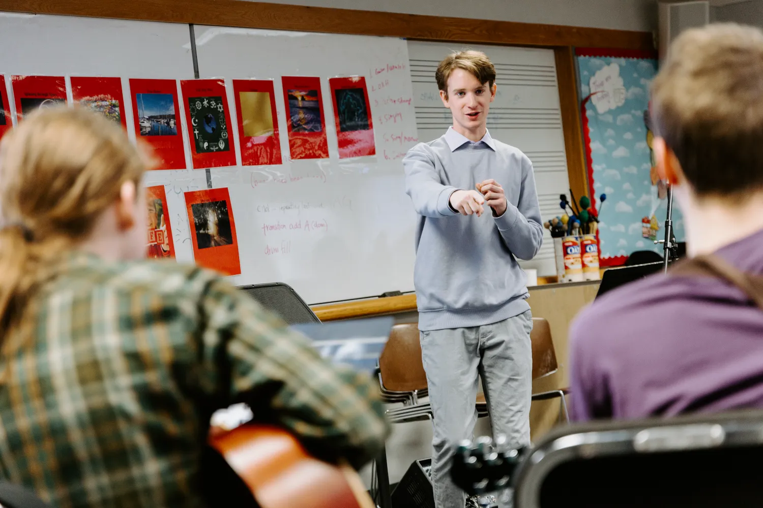 A student teacher working in the Music Education suite