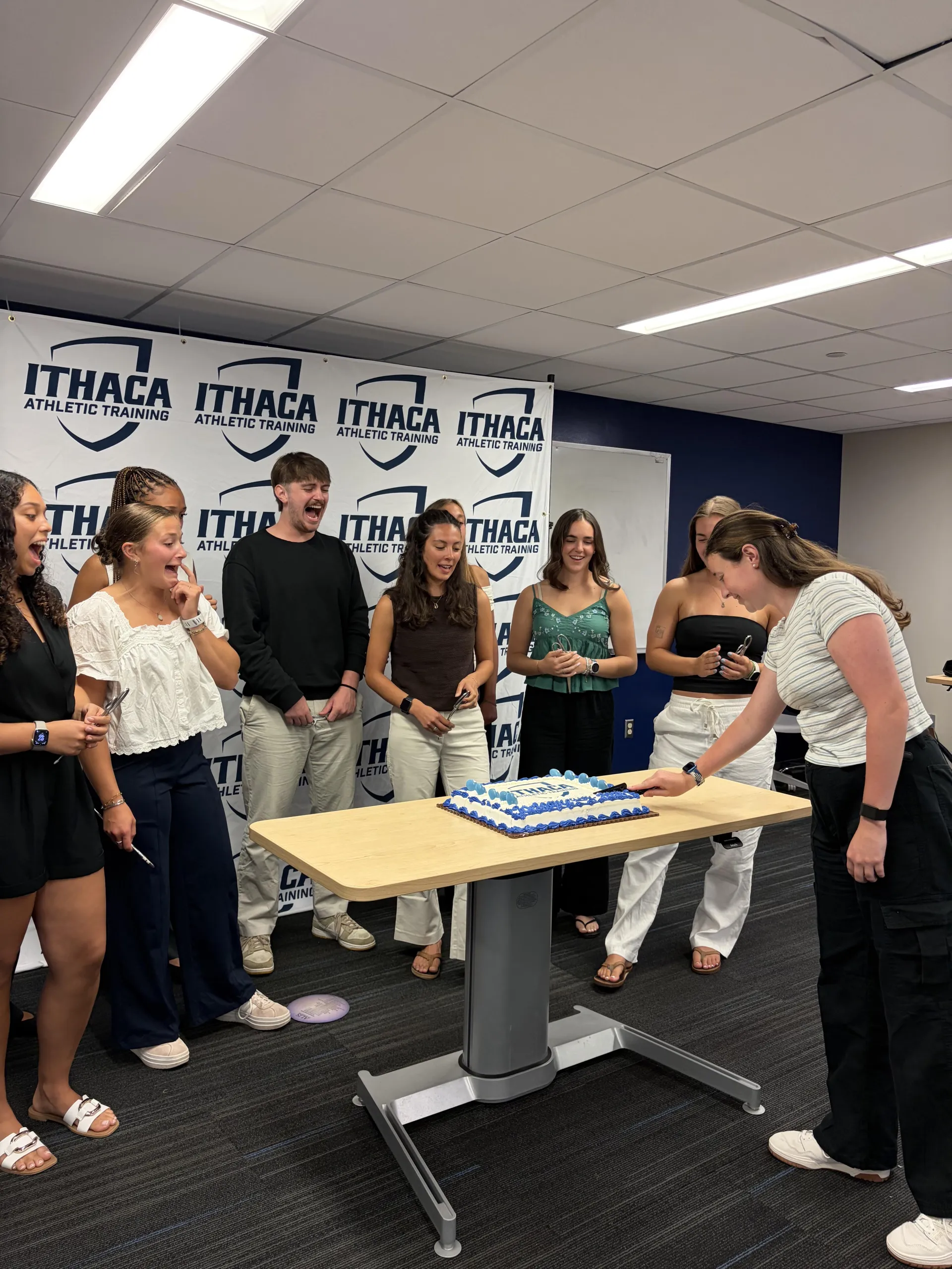 Cutting a cake
