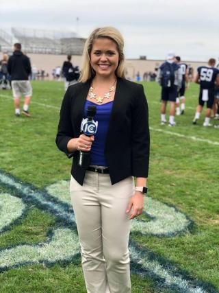 As a first-semester student, Tara Lynch was on the field reporting on Bombers Football live for ICTV.