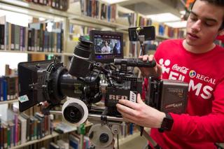 Student with an RED camera