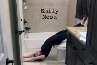 Emily Mesa dancing in her bathroom