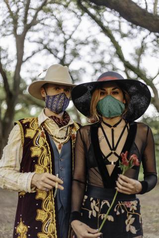 couple wearing masks