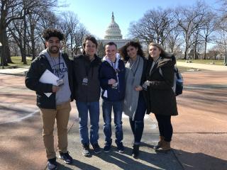 group of journalism students reporting on the 2018 March For Our Lives 
