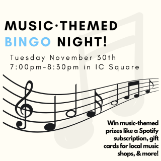 Poster promoting music-themed bingo 