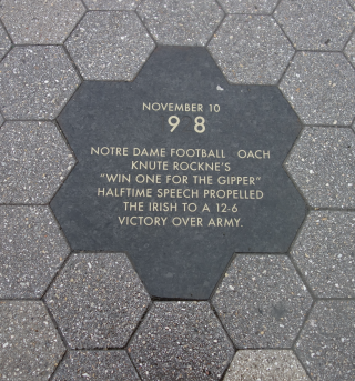 Picture of the Gipper plaque on Ruppert Plaza