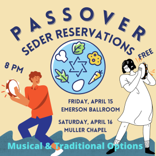 poster showing details for Passover Seder, details are listed below