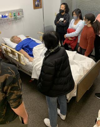 Students in the patient sim lab