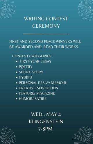 Join us for Wednesday Night Writing Department Writing Contest Reading