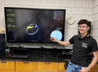 Mikolaj Konieczny, '24, developed a simulation to help students understand orbital mechanics.