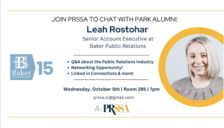 PRSSA invites you to join a Q&A with Guest Speaker: Leah Rostohar!