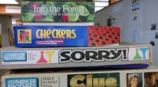 Board games: Into the Forest, Checkers, Sorry!, Clue.  Photo by: Ben Hogben
