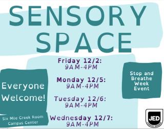 Sensory Space calendar of event dates and times