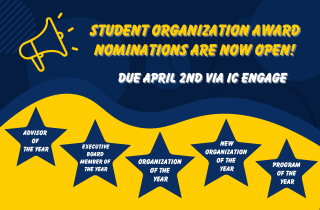 Student Organization award nominations are now open! Nominations are due April 2nd, 2023.