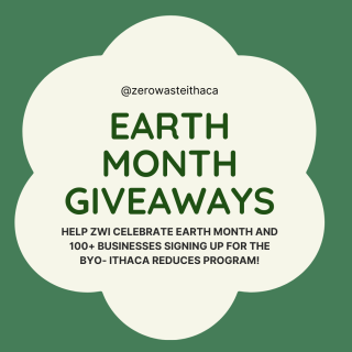 Simple green graphic that reads "EARTH MONTH GIVEAWAYS"