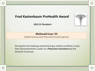 Certificate of Kastenbaum Recipient