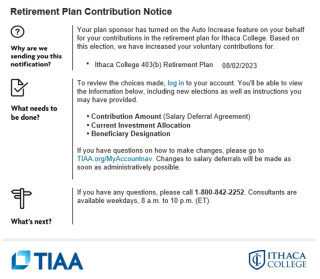 Retirement Plan Contribution Notice