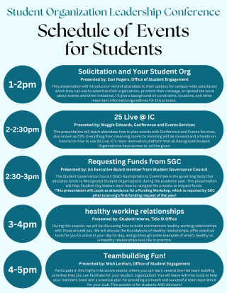 Schedule of Events for Students