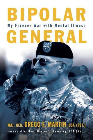 Book cover with man saluting