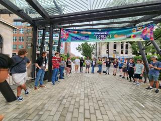 2023 Movies & Arts participants on the Ithaca Commons