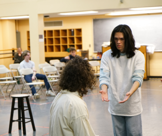 Photo of cast rehearsing production