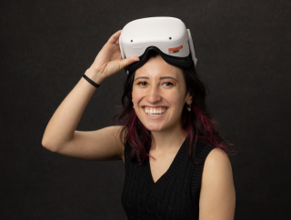 woman with virtual reality headset