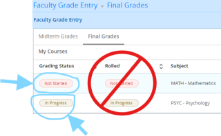 screenshot of grading status page