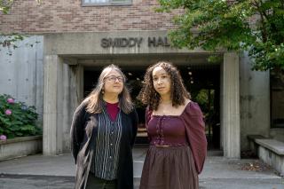 Mikayla Tolliver (right) and Professor Joan Marcus (left)
