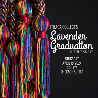 Rainbow honor cords hang in front of a black background with white text