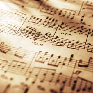 Closeup of sheet music. 