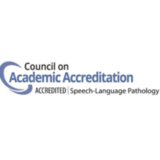 This is the logo for the Council on Academic Accreditation in Audiology and Speech-Language Pathology. It has a small circle next to the words.