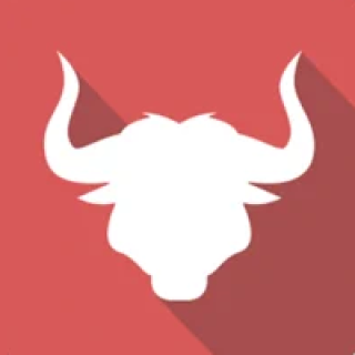 red background with a white silhouette of a bull's head