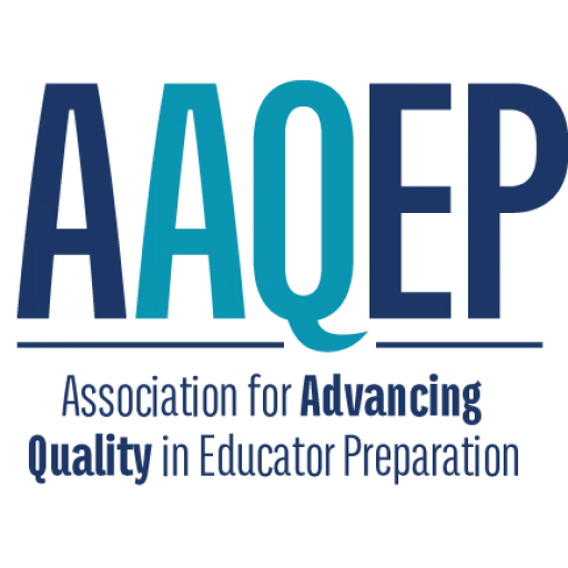 This is the logo for the Association for Advancing Quality in Educator Preparation. It has the letters AAQEP with the full name written underneath.