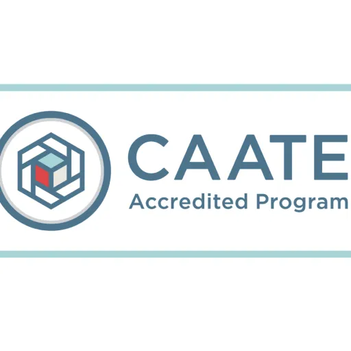 This is the logo for the Commission on Accreditation of Athletic Training Education. It is a seal that bears this name and also reads "accredited program."