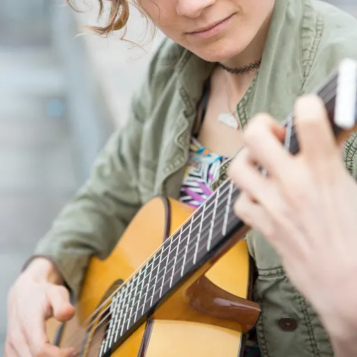 Student with a guitar