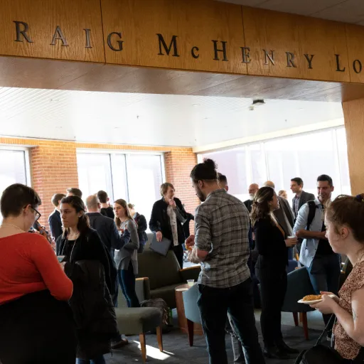 A reception in McHenry Lobby