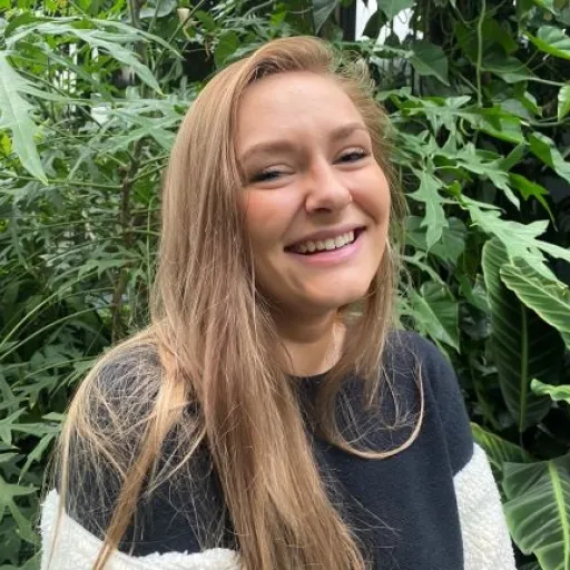 Person with long blonde hair