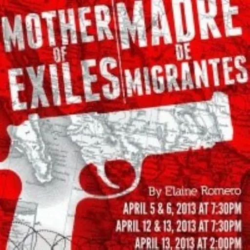 Red poster with white lettering