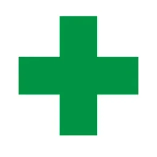 green cross on a white background