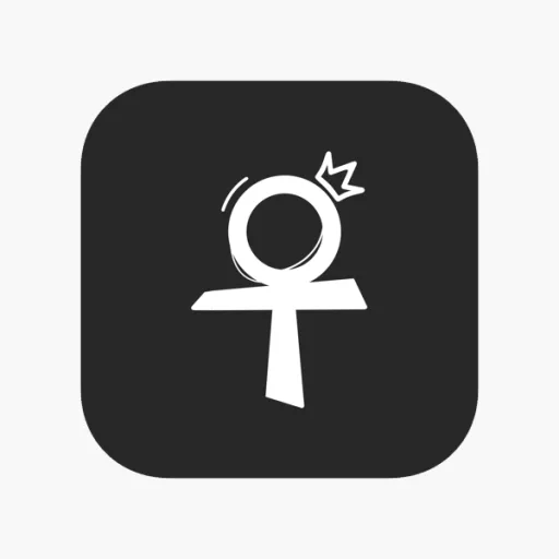 black background with a person symbol and a crown on top