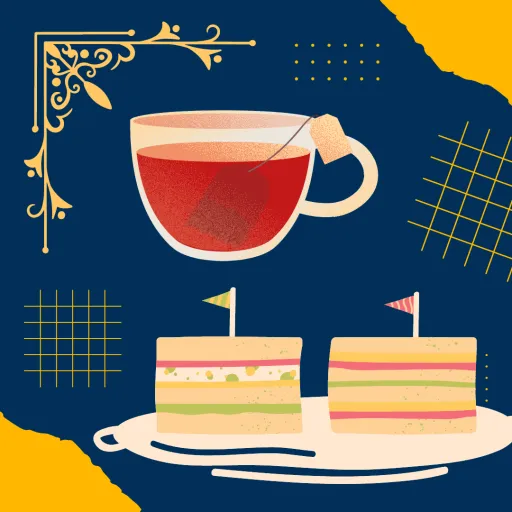 tea cup with plate with slices of cake