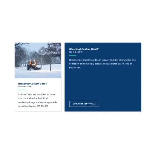 Example of two "Custom Card's", one with an image and one without.