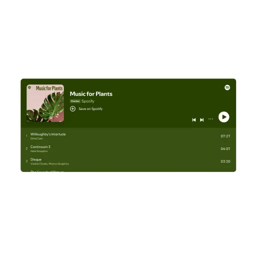 Visual example of the "Embed Code" compontent/paragraph, in this case the embed is for Spotify. 