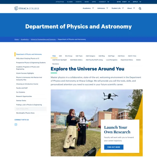 Example of a department, in this case "Department of Physics and Astronomy"