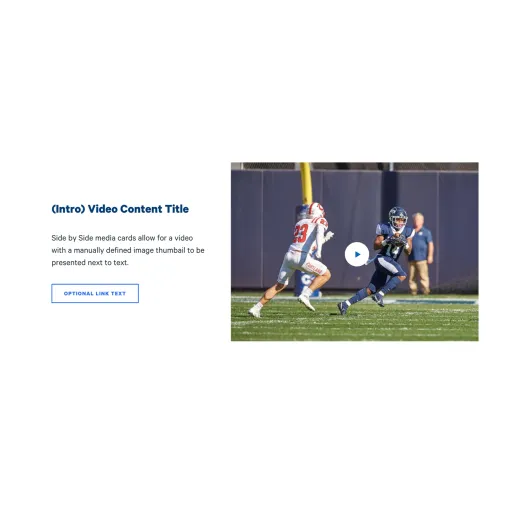 Example of the Video Content Tile component / paragraph, formerly "Side by Side Media Card"